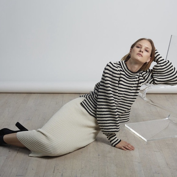 Eleven Six Mia Sweater in Ivory/Navy Stripe - Picture 1 of 15
